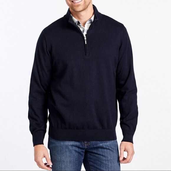 L.L Bean Quarter-Zip Cotton/ Wool Sweater - Picture 1 of 4